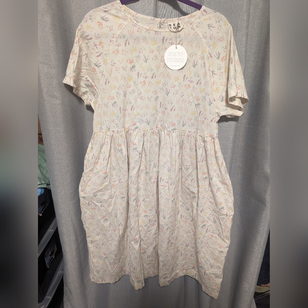 Beaton Linen River Dress in Pastel Wildflower